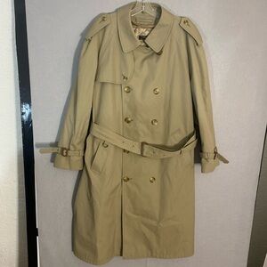 Brooks Brothers Vintage Poplin Long Classic Trench Coat Mens Size 44 R Khaki USA